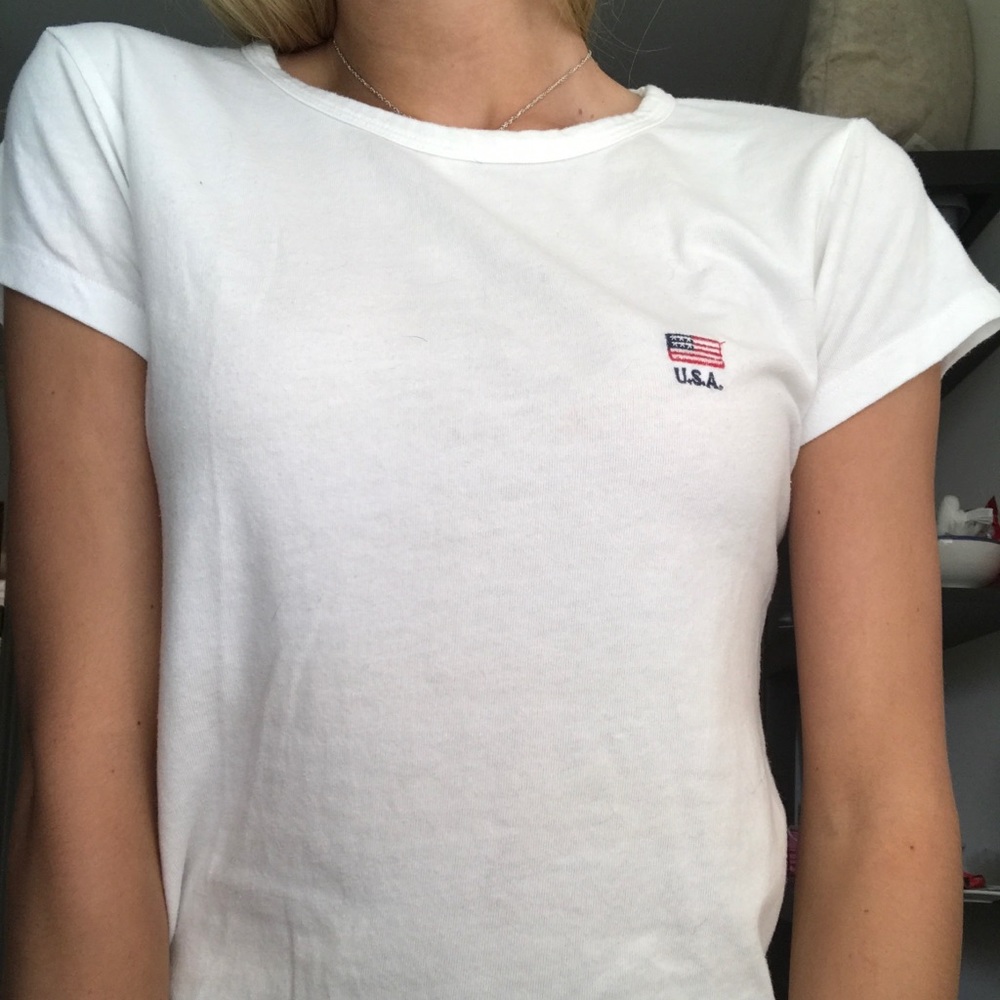 White Brandy Melville USA Flag shirt